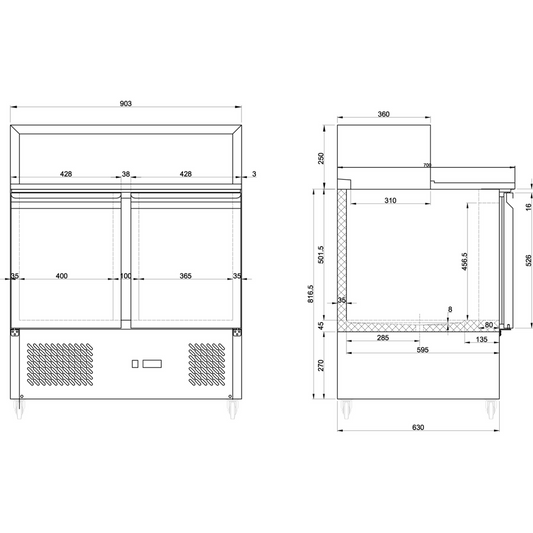 Refrigerated Prep Counter/ Table 2 Doors