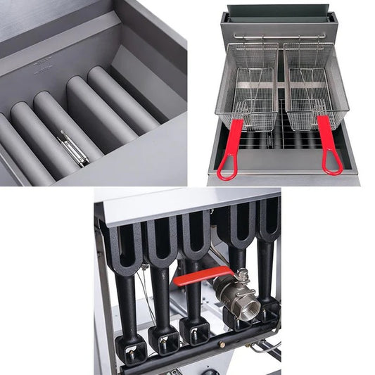 5 Burner Gas Fryer Single Tank with Twin Baskets