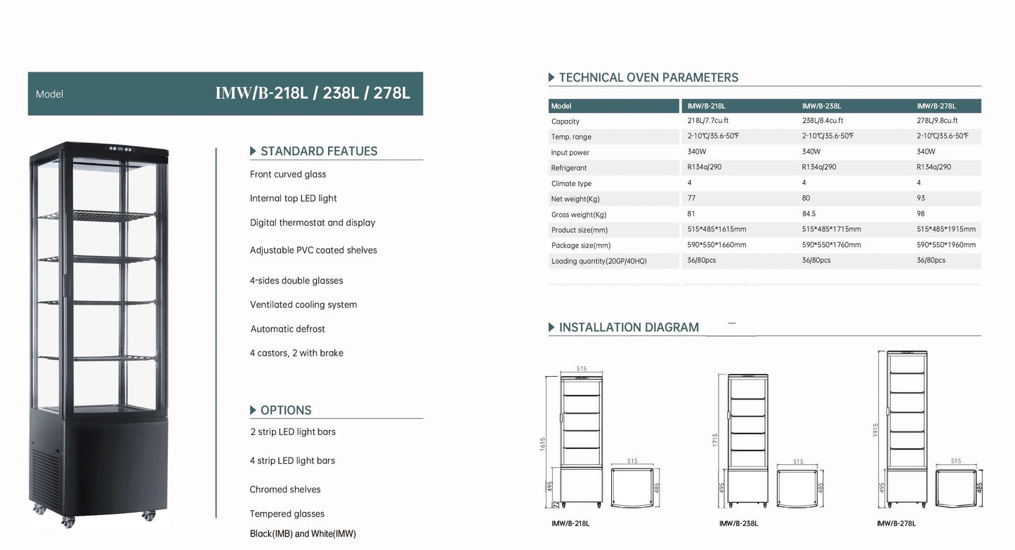 Four Sided Glass Display - 238L