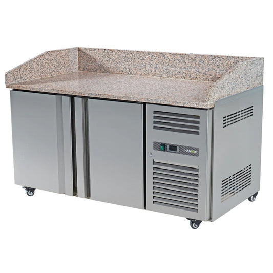2 Door Refrigerated Pizza Counter with Granite Worktop - 380L