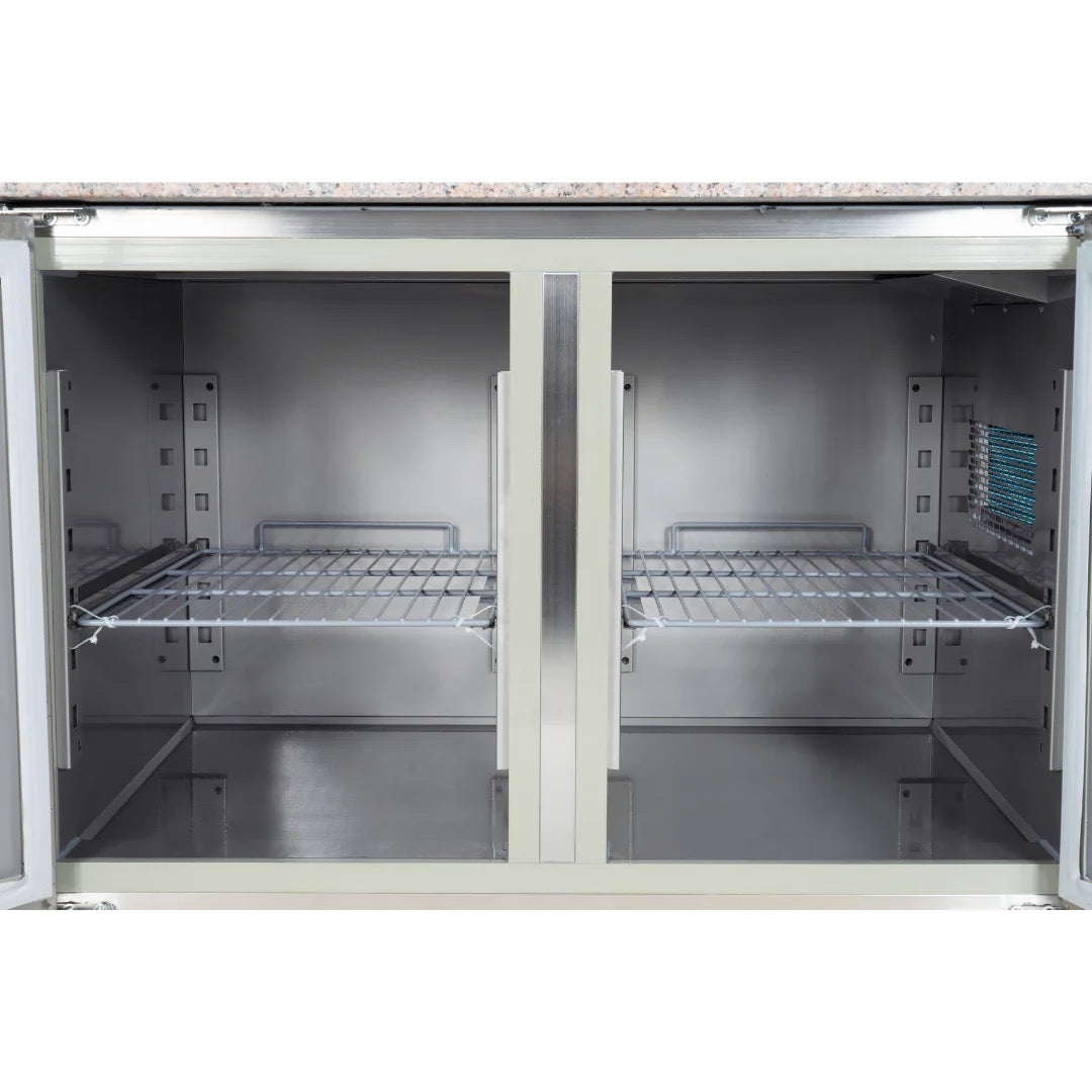 2 Door Refrigerated Pizza Counter with Granite Worktop - 380L