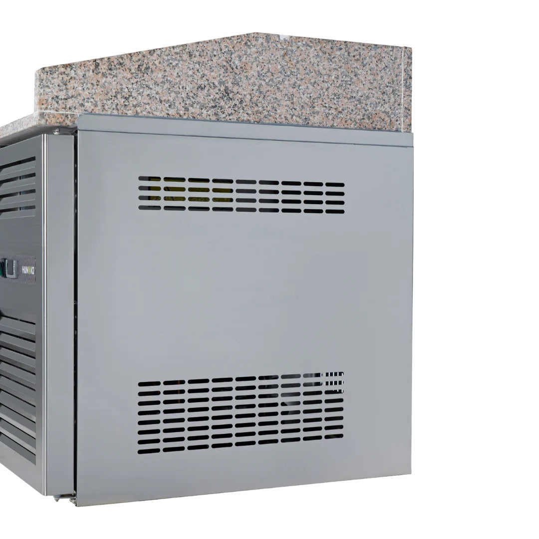 3 Door Refrigerated Pizza Counter with Granite Worktop - 485L