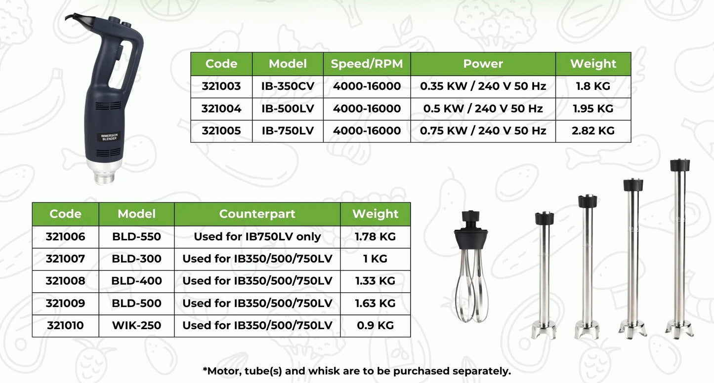 Immersion Hand Blender 550mm Tube