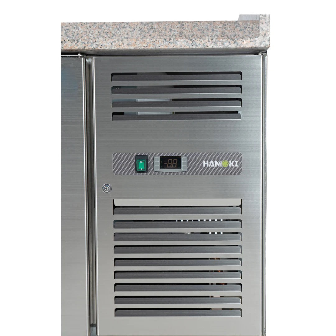3 Door Refrigerated Pizza Counter with Granite Worktop - 485L
