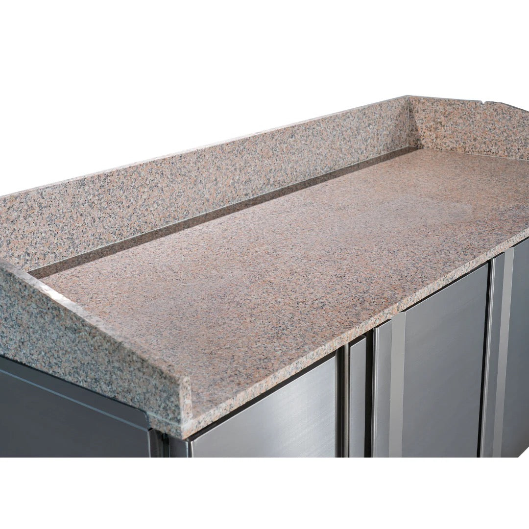 3 Door Refrigerated Pizza Counter with Granite Worktop - 485L