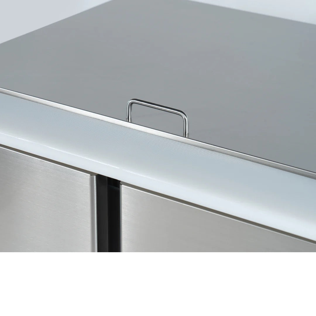2 Door Refrigerated Salad Counter with Lid and Cutting Board - 215L