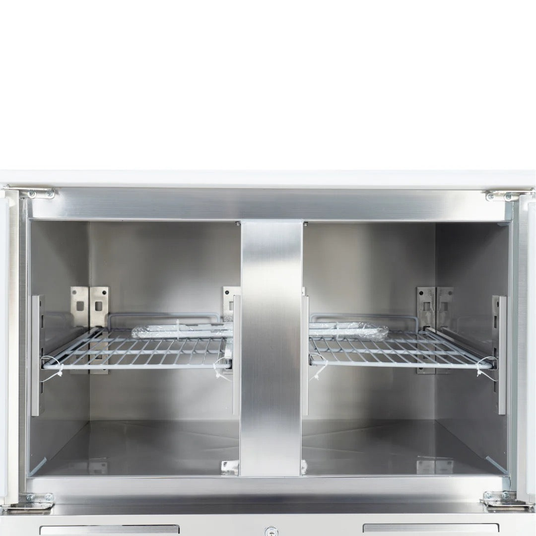 2 Door Refrigerated Salad Counter with Lid and Cutting Board - 215L